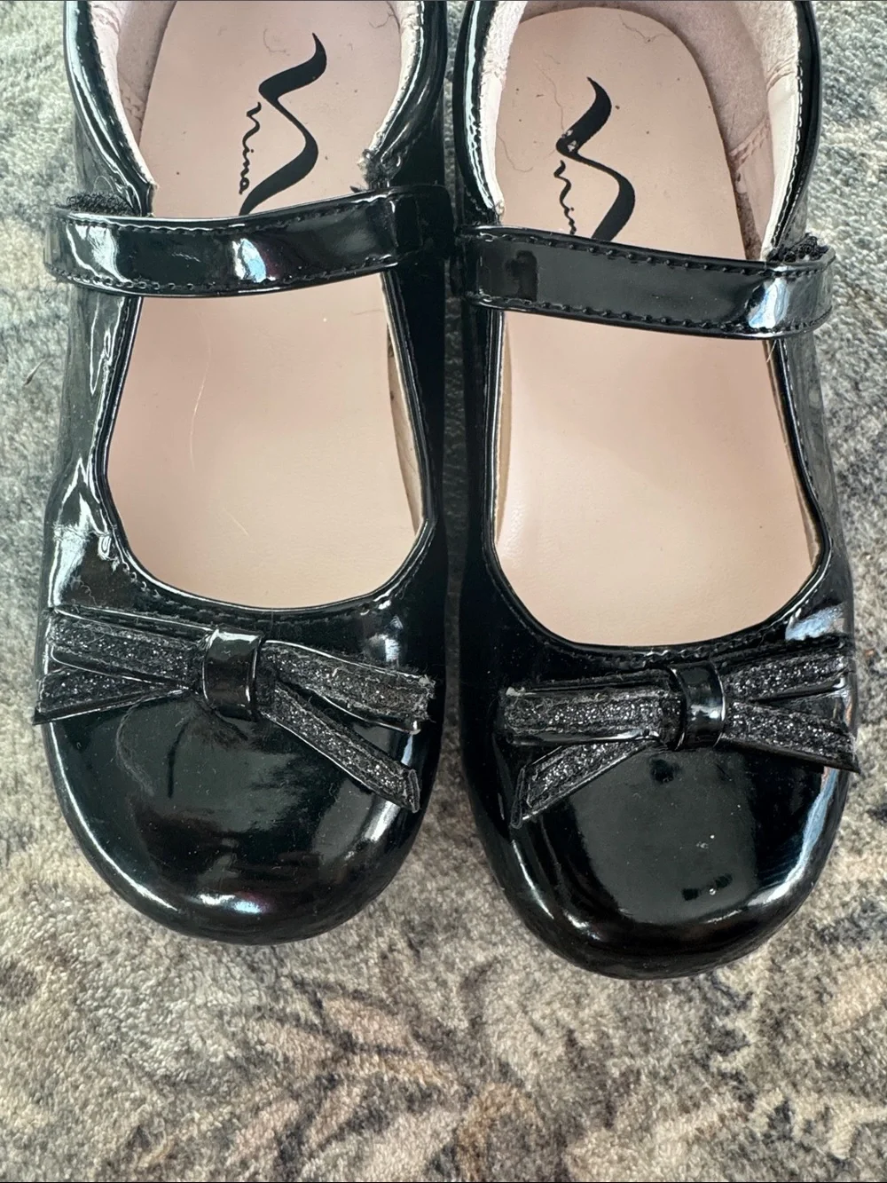 Girls Nina Black Patent Mary Jane Dress Shoes with Bow